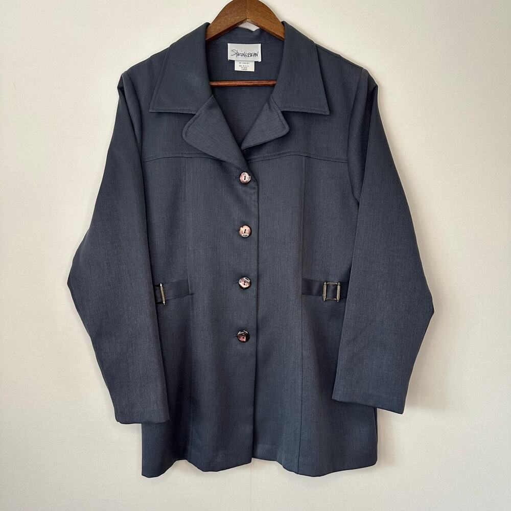 Stringbean Vintage Button Up Gray Lightweight Jacket